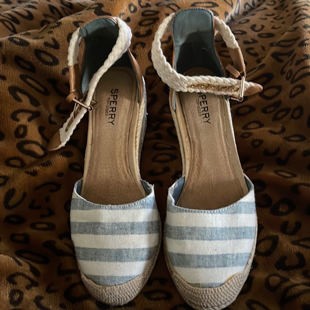 Sperry espadrilles with a wedge heel size 7 blue/white from BLOOMINGDALES.
